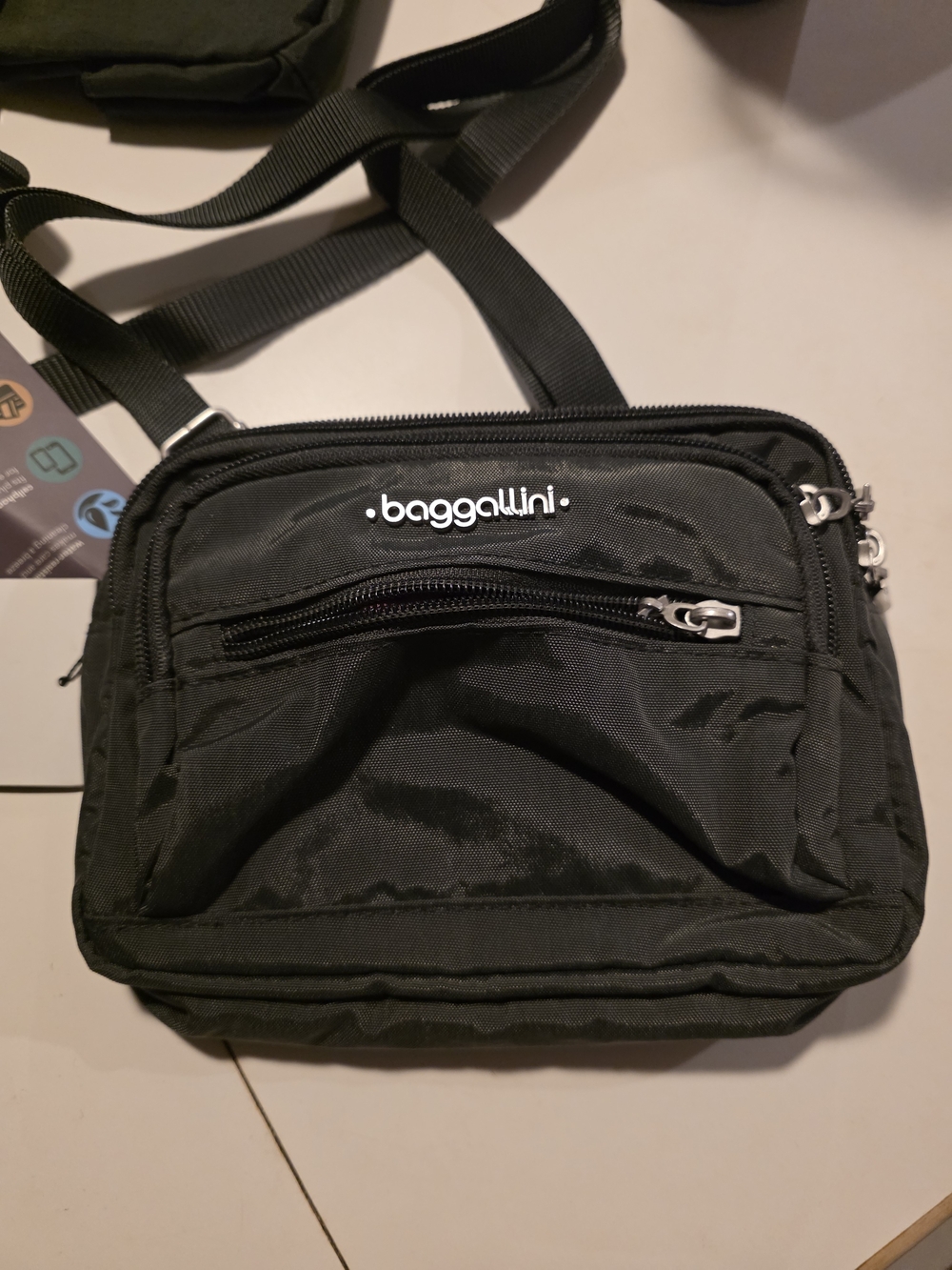 Baggallini Black Crossbody Sling Bag Triple Zip